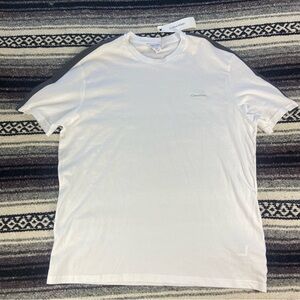 NWT New Calvin Klein Mens Brilliant White Striped Sleeve Tee T-Shirt Large L